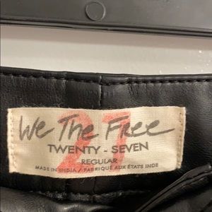 Faux leather ankle pants.